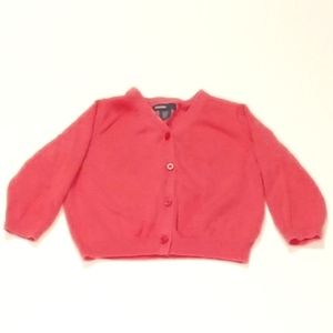 BabyGap coral, button-down, knit cardigan US 6-12M